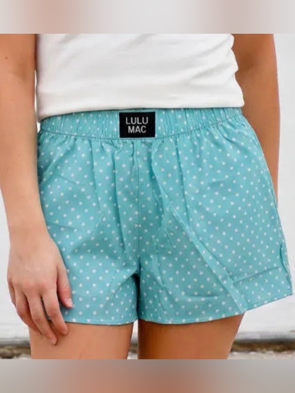 LULU MAC MINT MINI POLKA DOT BOXER SHORTS
